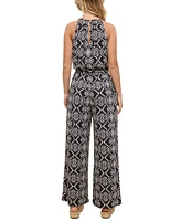 John Paul Richard Women's Petite Printed Jersey Cut-Out Halter Jumpsuit