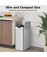 Slickblue 13.2 Gal Slim Kitchen Trash Can with Wing Lids and Stainless Steel Frame