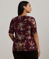 Lauren Ralph Plus Floral Boat-Neck Tee