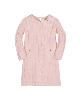 Hope & Henry Baby Girls Organic Long Sleeve Bow Detail Cable Sweater Dress