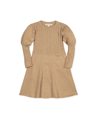 Hope & Henry Toddler Girls Organic Long Sleeve Cable Bodice Sweater Dress