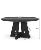 Tribesigns Round Dining Table Wood Kitchen for Room Living Room, 47 inch Tables 4 People, Farmhouse Dinner with Woo