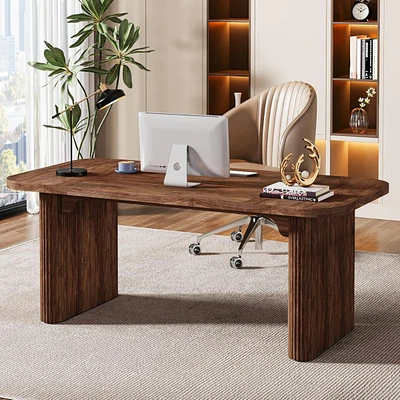 Tribesigns Modern Executive Office Desk, 62-Inch Large Wood Computer Desk, Aesthetic Workstations with Double Pedestal, Writing Table Work Desk for Ho