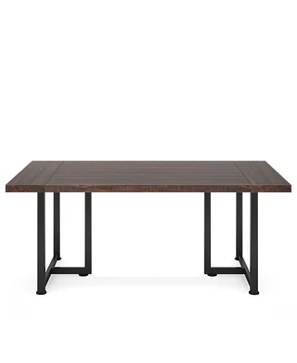 Tribesigns 70.86" Dining Table for 6, Wood Kitchen Table for Dining Room, Industrial Rectangular Large Dinner Table with Steel Legs Metal Frame (Brown