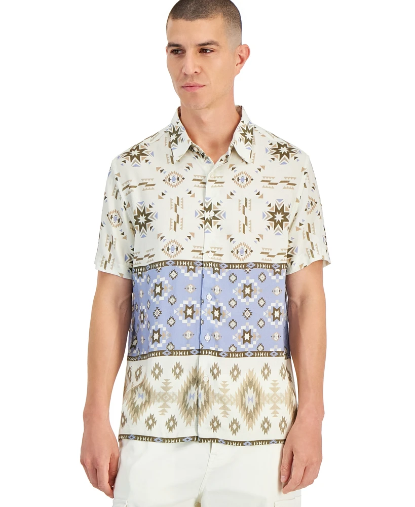 Guess Men's Santa Fe Relaxed Fit Short Sleeve Button-Front Aztec Shirt