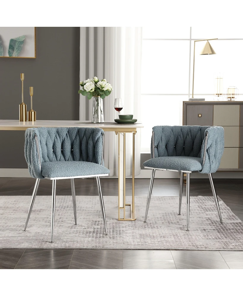 Mondawe Orangeleisure Dining Chairs Accent Chair Velvet Lounge With Metal Feet 2Pc/Set