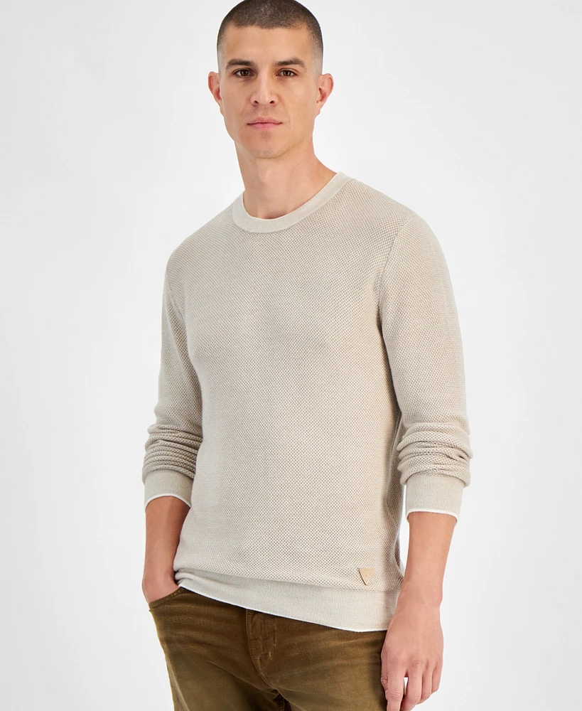 Guess Men's Earle Relaxed Fit Long Sleeve Stitched Crewneck Sweater