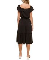 John Paul Richard Women's Petite Jersey Flutter-Sleeve V-Neck Dress