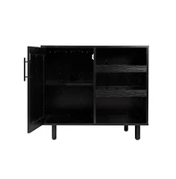 Aloise Bar And Sideboard With Storage Cabinet, Hanging Stemware Holders Bottle