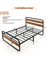 Sugift Arc Platform Bed with Headboard and Footboard