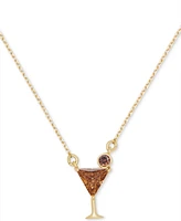 Kate Spade New York Gold-Tone Color Cubic Zirconia Martini Mini Pendant Necklace, 16" + 3" extender
