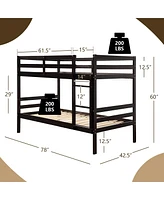 Sugift Twin Sturdy Wooden Bunk Beds with Ladder and Safety Rail