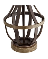 Louanne Industrial Rustic Farmhouse Table Lamp 29" Tall Oil Rubbed Bronze Brown Metal Burlap Linen Drum Shade for Bedroom Living Room House Home Bedsi