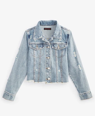 With Jules Big Girls Cotton Cropped Denim Jacket