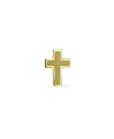 Bling Jewelry Tiny Minimalist Religious Christian14K Gold Cross Helix Cartilage Ear Lobe Piercing Daith 1 Piece Stud Earring For Women Screw back