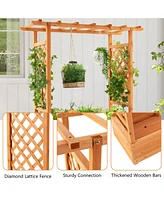 Givimo Raised Garden Bed with Trellis or Climbing Plant and Pot Hanging