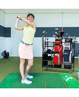 Vebreda Double Golf Bag Organizer with Lockable Universal Wheels