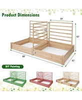 Givimo Raised Garden Bed with 2 Planter Boxes and 3 Trellis-Natural