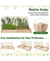 Givimo Raised Garden Bed with 2 Planter Boxes and 3 Trellis-Natural