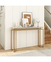 Sugift Modern Entryway Table with Gold Heavy-duty Metal Frame and Anti-toppling Kit for Living Room