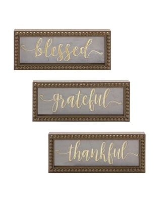 Slickblue Inspirational Wall Decor Blessed, Grateful, Thankful Sign (Set of 3)