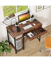 Skonyon Computer Desk with Charging Station and Drawer & Adjustable Shelf