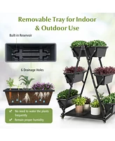 Skonyon 3-Tier Vertical Raised Garden Bed with 4 Wheels and 6 Container Boxes