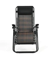 Gymax Set of 2 Folding Rattan Patio Zero Gravity Lounge Chair Recliner w/ Headrest