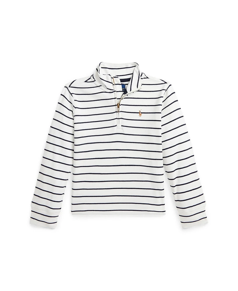 Polo Ralph Lauren Little and Toddler Boys Striped Cotton Quarter-Zip Pullover Sweatshirt