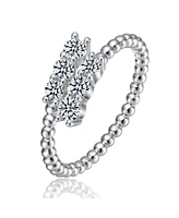 GiGiGirl Sterling Silver Cubic Zirconia Coiled Bead Stacking Ring