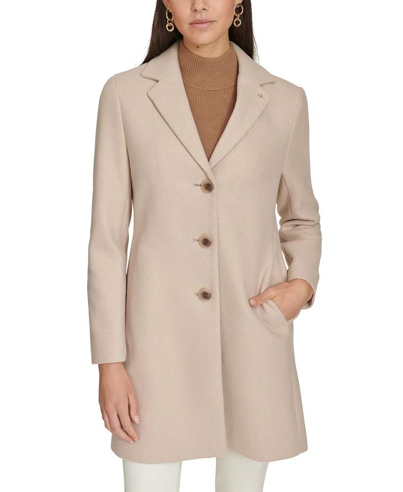 Calvin Klein Petite Notched-Collar Single-Breasted Coat