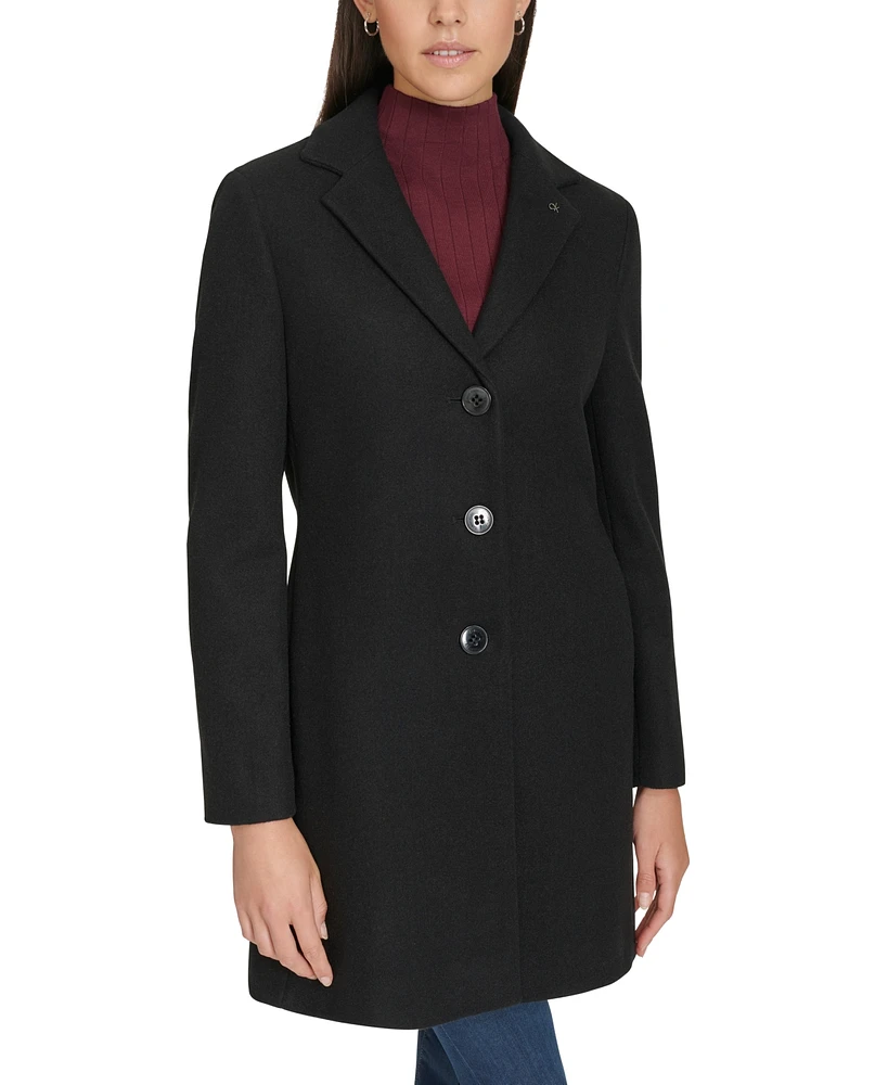 Calvin Klein Petite Notched-Collar Single-Breasted Coat