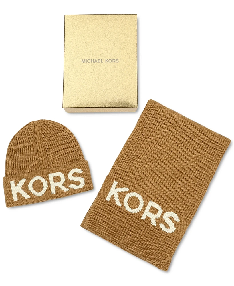 Michael Kors Fisherman's Rib Beanie and Scarf Boxed Gift Set