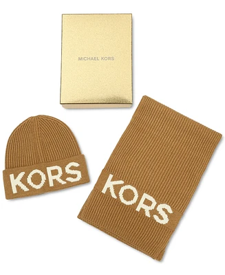 Michael Kors Fisherman's Rib Beanie and Scarf Set