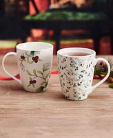 Winterberry Holiday Mugs, Set of 2