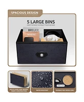 Sorbus Narrow 5 Drawers Nightstand with Steel Frame, Wood Top, Easy Pull Fabric Bins for Home, Bedroom, Office & Dorm