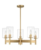 Possini Euro Design Mariani Gold Pendant Chandelier 24 1/2" Wide Modern Clear Glass Cylinder Shades 5-Light Fixture for Dining Room House Foyer Entryw