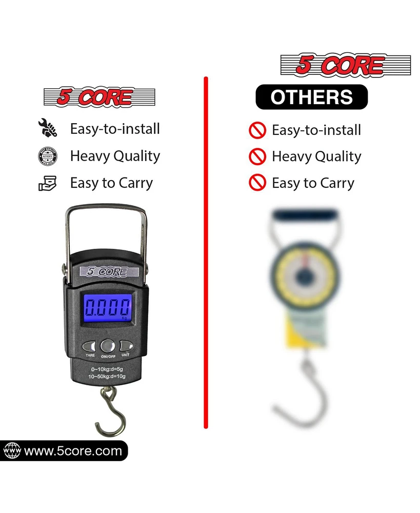 5 Core Fishing Gear And Equipment Luggage Scale 110lb Battery Operated W Lcd Built-in Measuring Tape All Weather Ice Fishing Gear Multipurpose -Ls