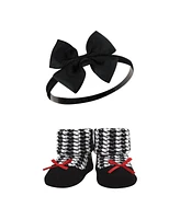 Hudson Baby Baby Girls Headband and Socks Giftset, Red Houndstooth, One