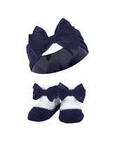 Hudson Baby Baby Girls Headband and Socks Giftset, Red Blue Bows, One