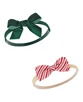 Hudson Baby Baby Girls Cotton and Synthetic Headbands, 12 Days Of Christmas Holly, 0-24 Months