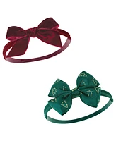 Hudson Baby Baby Girls Cotton and Synthetic Headbands, 12 Days Of Christmas Plaid, 0-24 Months