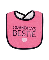 Hudson Baby Infant Girl Fiber Filled Drooler Bibs 3pk, Grandmas Favorite Heart, One