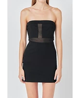 Grey Lab Women's Strapless Mesh Mini Dress