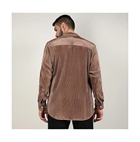 Men's Mocha Brown Pleat-Creased Shirt