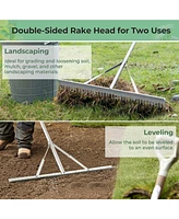 Givimo Aluminum Rake with 36 Inch Wide Rake Head and 68 Inch Long Handle