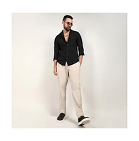Men's Midnight Black Embossed Micro Check Shirt