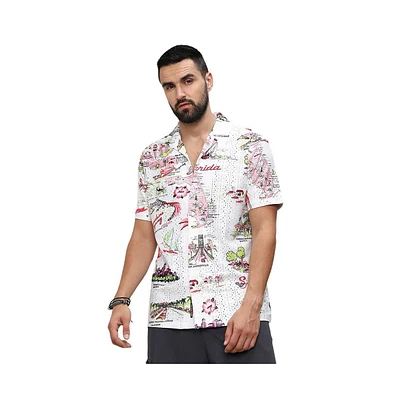 Campus Sutra Men's Chalk White:Blush Pink Maps Shirt