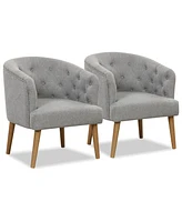 Sugift Upholstered Tub Chair with Solid Rubber Wood Legs and Adjustable Foot Pads for Living Room