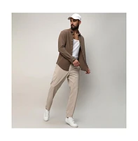 Men's Tan Brown Stripe-Creased Shirt